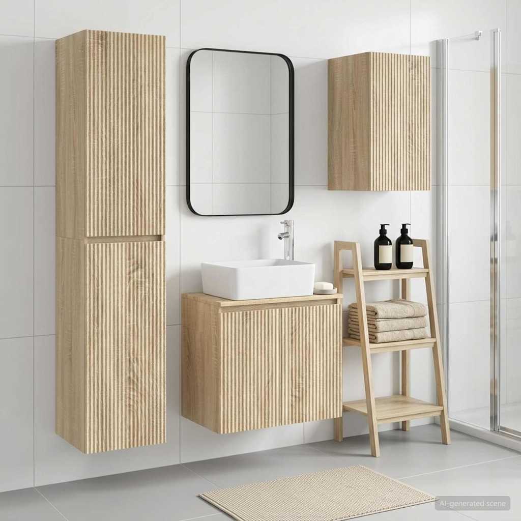 Bathroom Furniture Set 3 pcs Sonoma Oak 33 x 34.5 x 160 cm