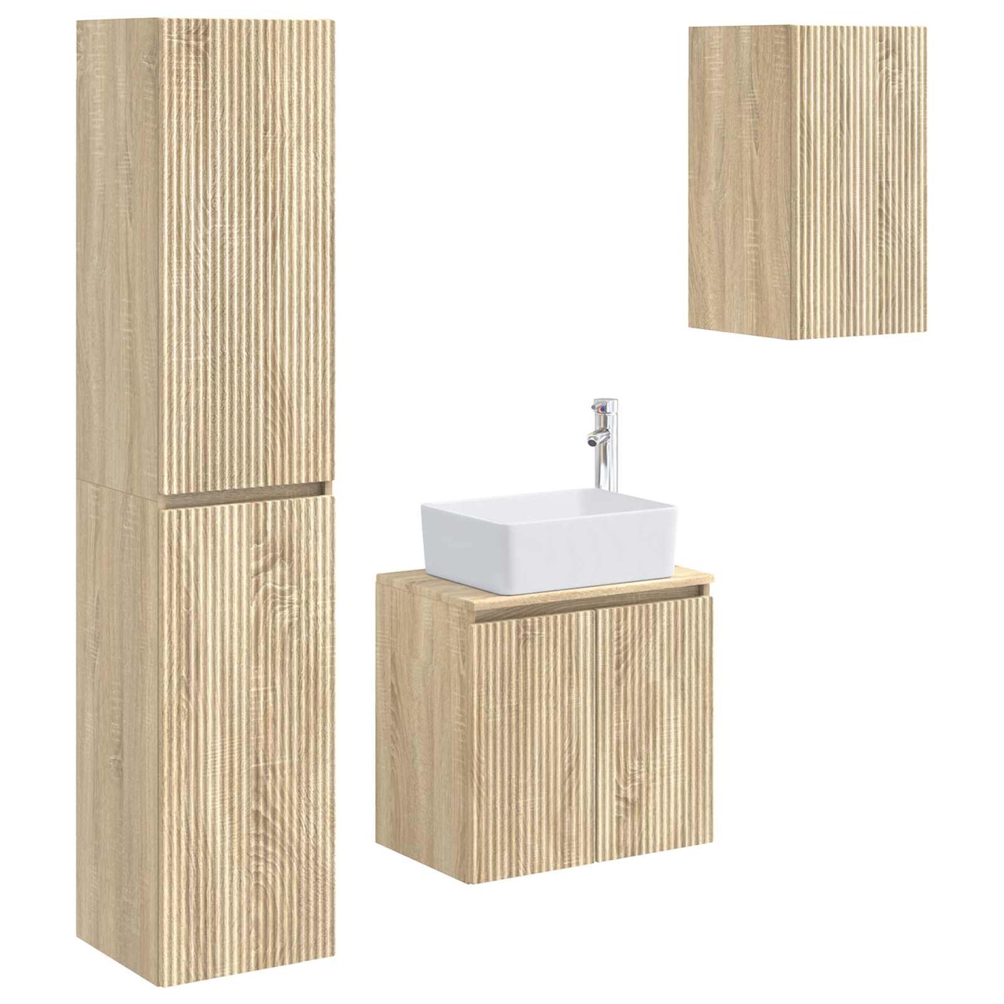 Bathroom Furniture Set 3 pcs Sonoma Oak 33 x 34.5 x 160 cm