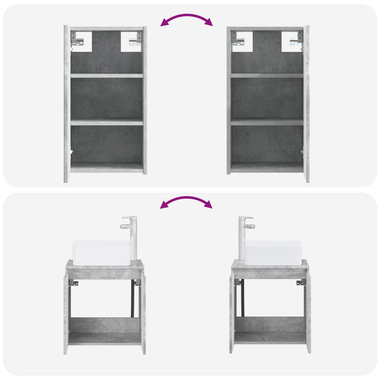 Bathroom Furniture Set 3 pcs Concrete Grey 33 x 34.5 x 160 cm
