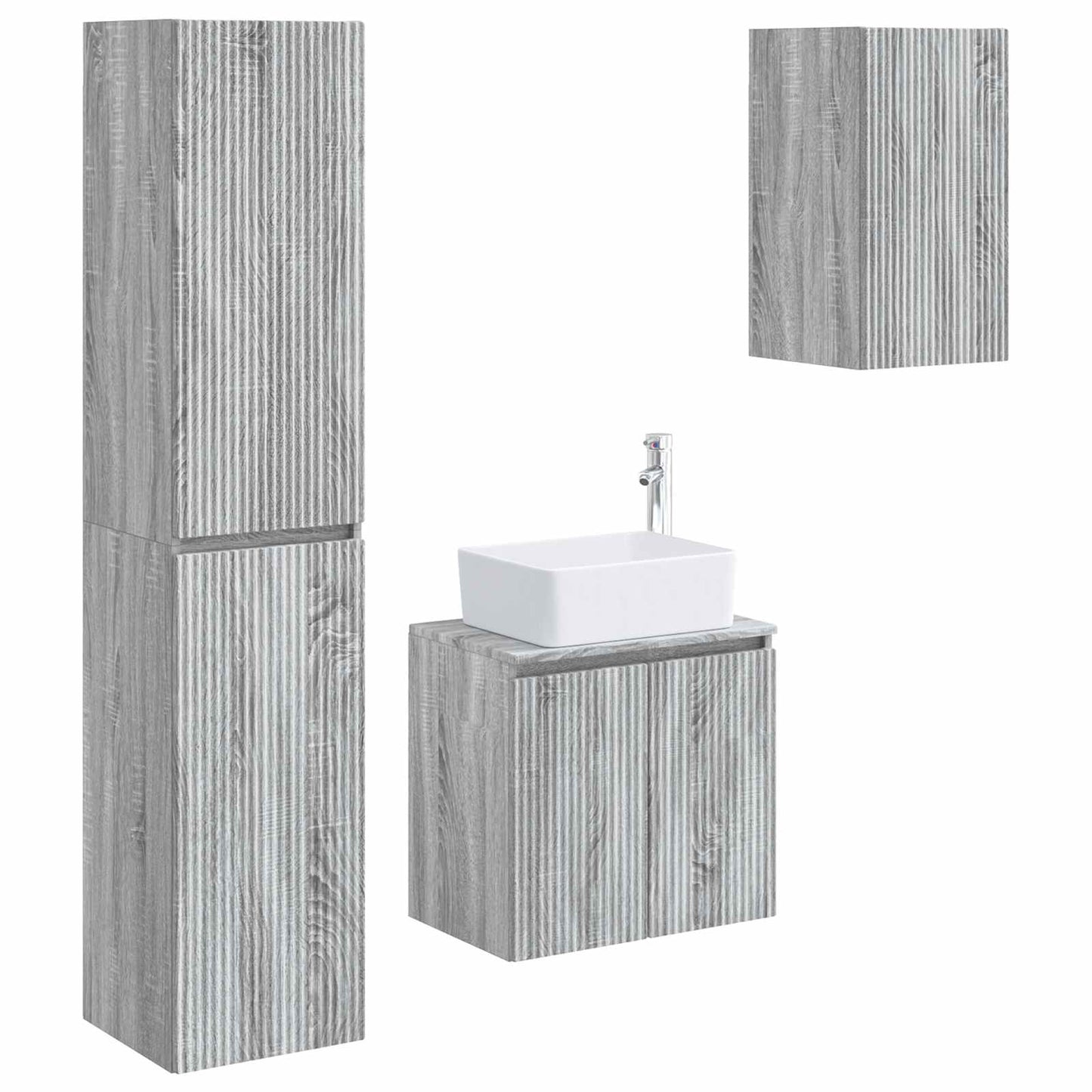 Bathroom Furniture Set 3 pcs Grey Sonoma 33 x 34.5 x 160 cm