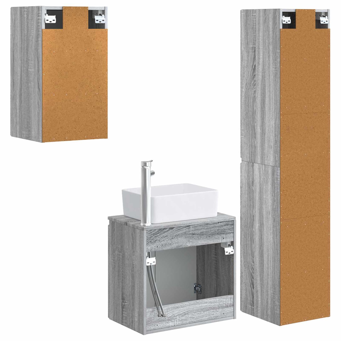 Bathroom Furniture Set 3 pcs Grey Sonoma 33 x 34.5 x 160 cm