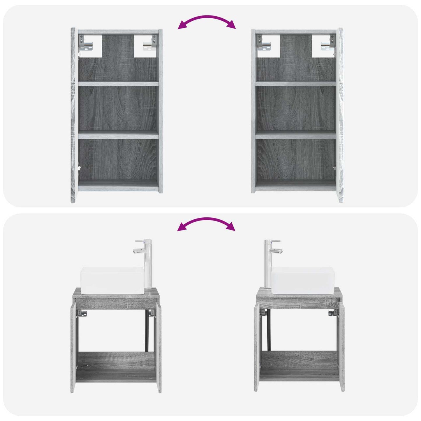 Bathroom Furniture Set 3 pcs Grey Sonoma 33 x 34.5 x 160 cm