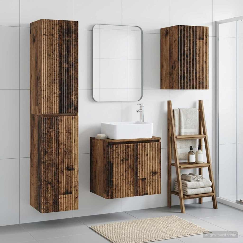 Bathroom Furniture Set 3 pcs Old Wood 33 x 34.5 x 160 cm