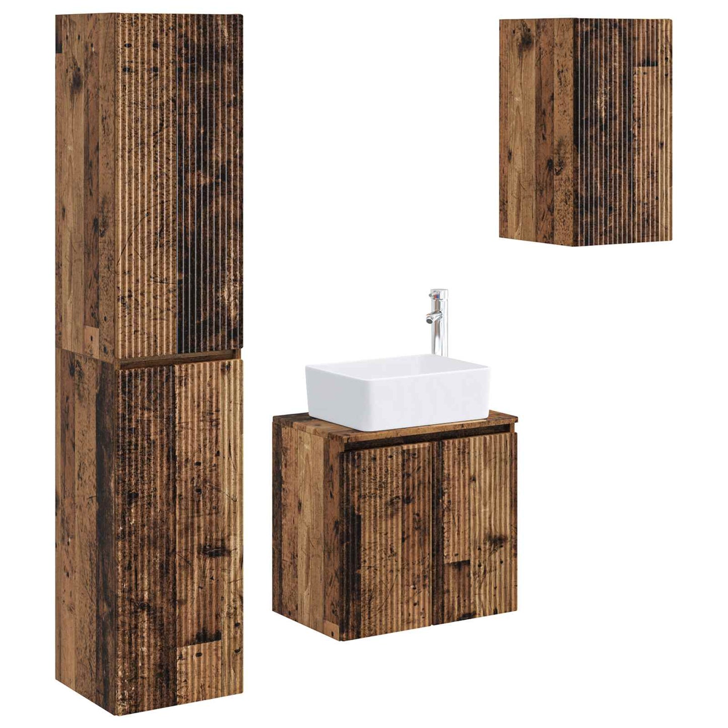 Bathroom Furniture Set 3 pcs Old Wood 33 x 34.5 x 160 cm