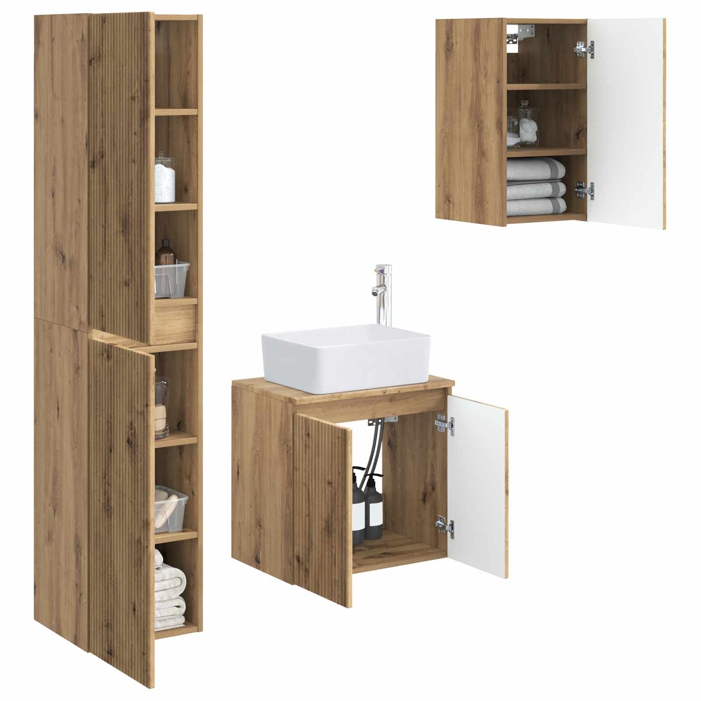 Bathroom Furniture Set 3 pcs Artisan Oak 33 x 34.5 x 160 cm