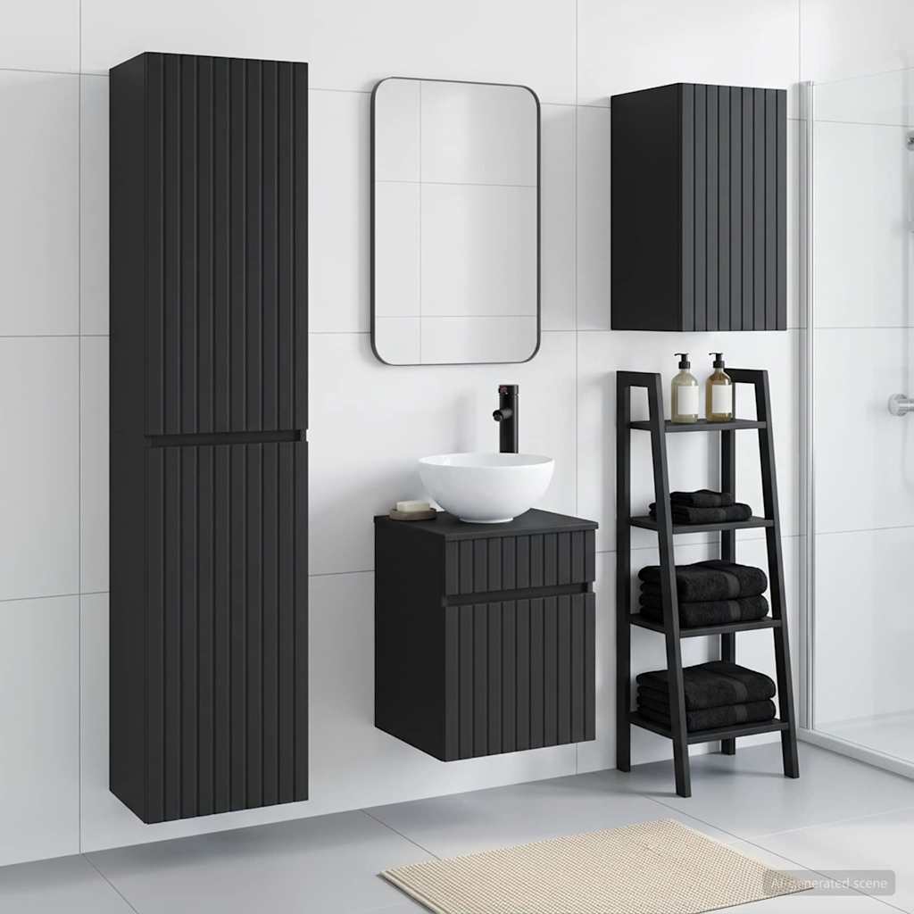 Bathroom Furniture Set 3 pcs Black 33 x 34.5 x 160 cm