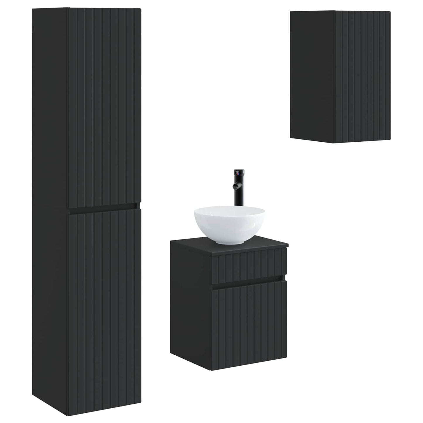 Bathroom Furniture Set 3 pcs Black 33 x 34.5 x 160 cm
