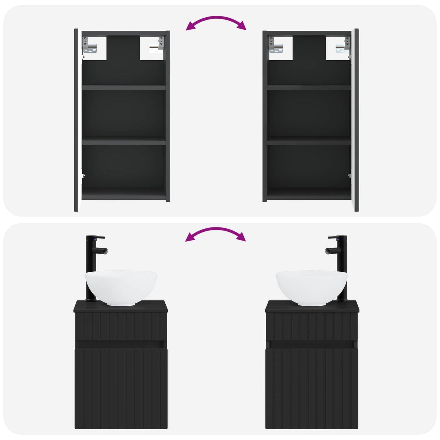 Bathroom Furniture Set 3 pcs Black 33 x 34.5 x 160 cm