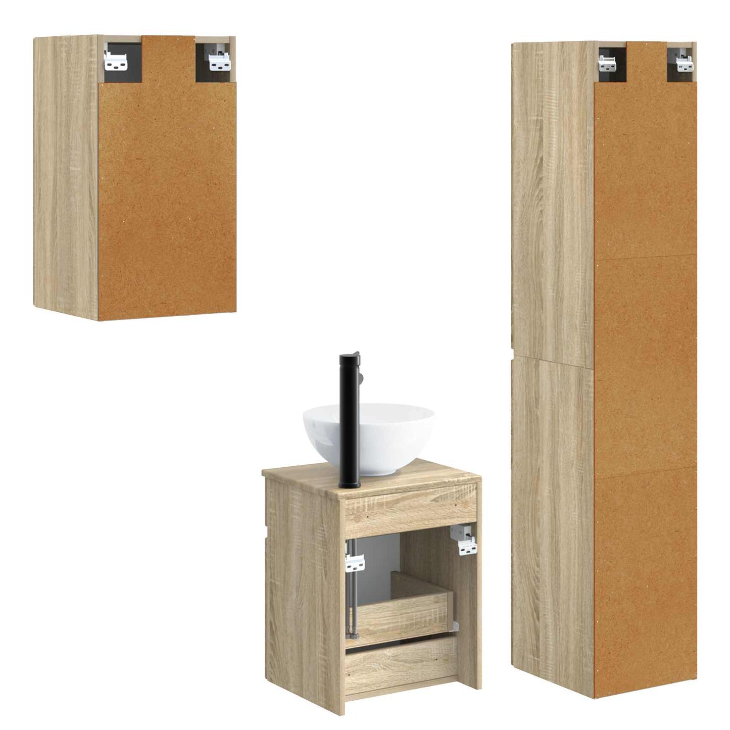 Bathroom Furniture Set 3 pcs Sonoma Oak 33 x 34.5 x 160 cm