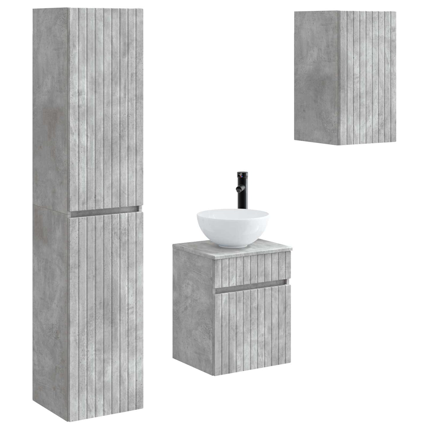 Bathroom Furniture Set 3 pcs Concrete Grey 33 x 34.5 x 160 cm