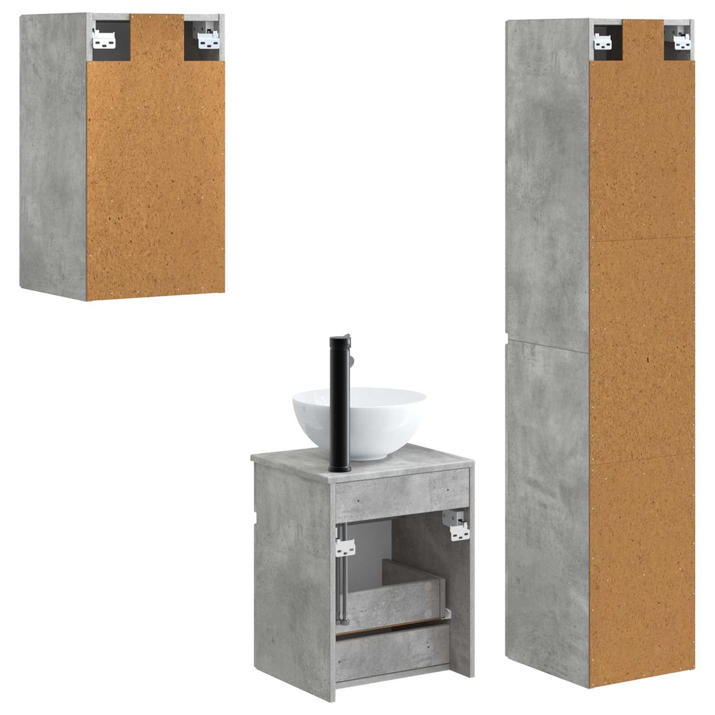 Bathroom Furniture Set 3 pcs Concrete Grey 33 x 34.5 x 160 cm