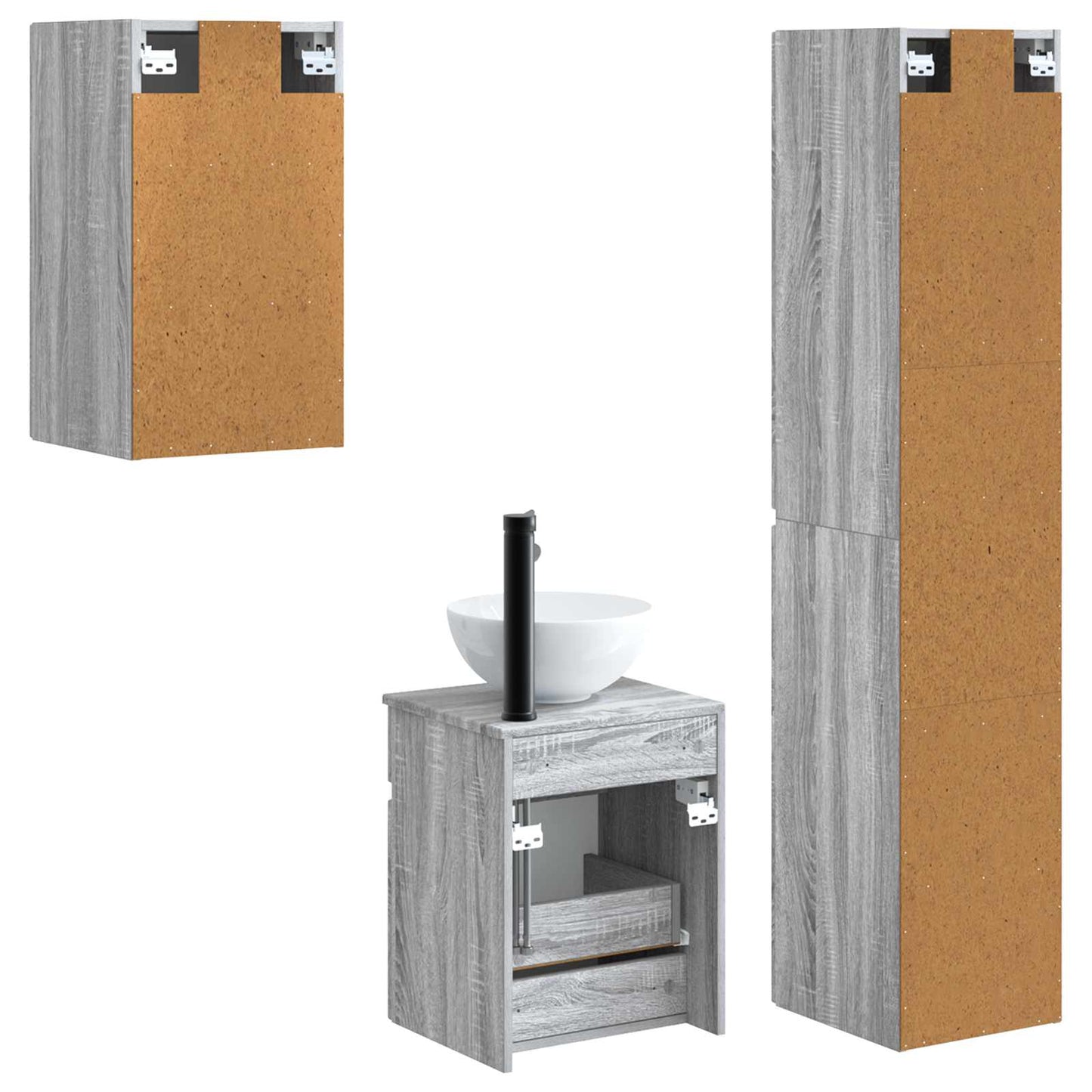 Bathroom Furniture Set 3 pcs Grey Sonoma 33 x 34.5 x 160 cm