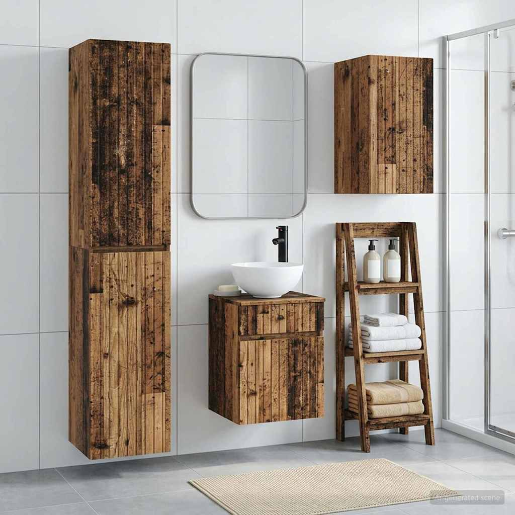 Bathroom Furniture Set 3 pcs Old Wood 33 x 34.5 x 160 cm