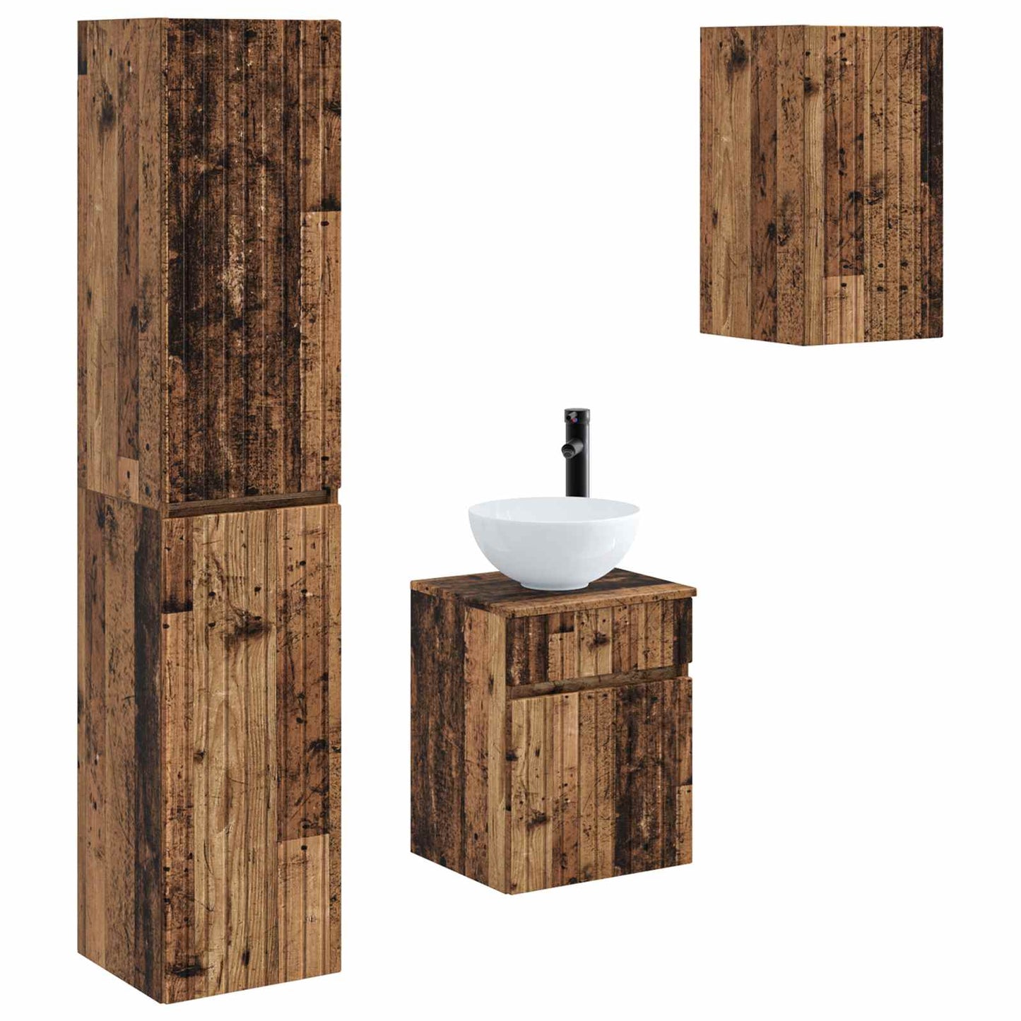 Bathroom Furniture Set 3 pcs Old Wood 33 x 34.5 x 160 cm