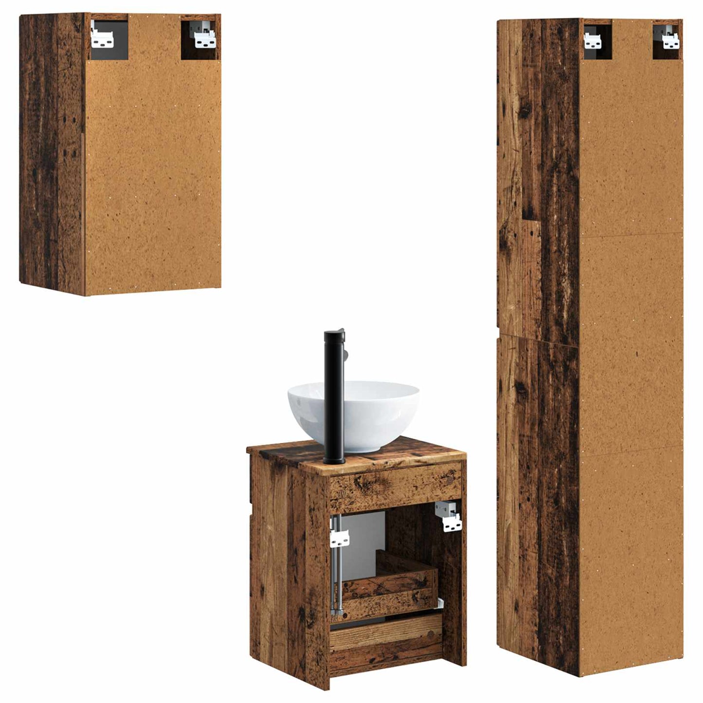 Bathroom Furniture Set 3 pcs Old Wood 33 x 34.5 x 160 cm