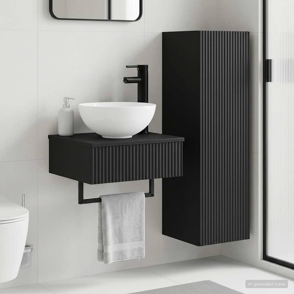 Bathroom Furniture Set 2 pcs Black 33 x 34.5 x 100 cm