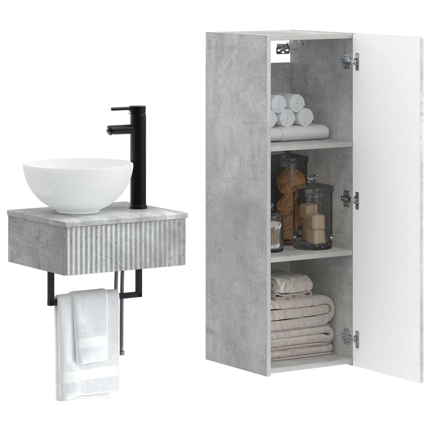 Bathroom Furniture Set 2 pcs Concrete Grey 33 x 34.5 x 100 cm