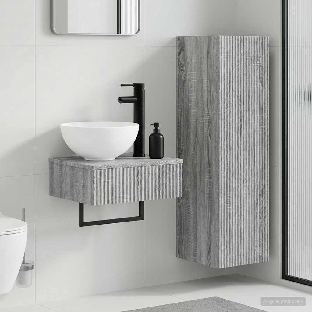 Bathroom Furniture Set 2 pcs Grey Sonoma 33 x 34.5 x 100 cm