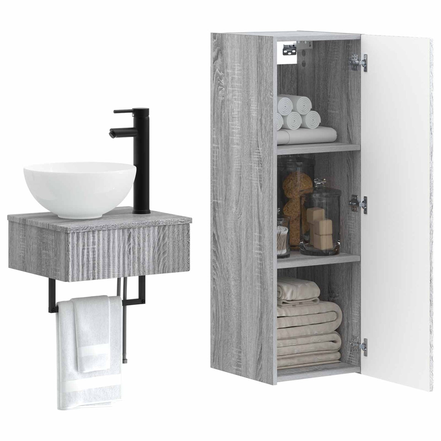 Bathroom Furniture Set 2 pcs Grey Sonoma 33 x 34.5 x 100 cm