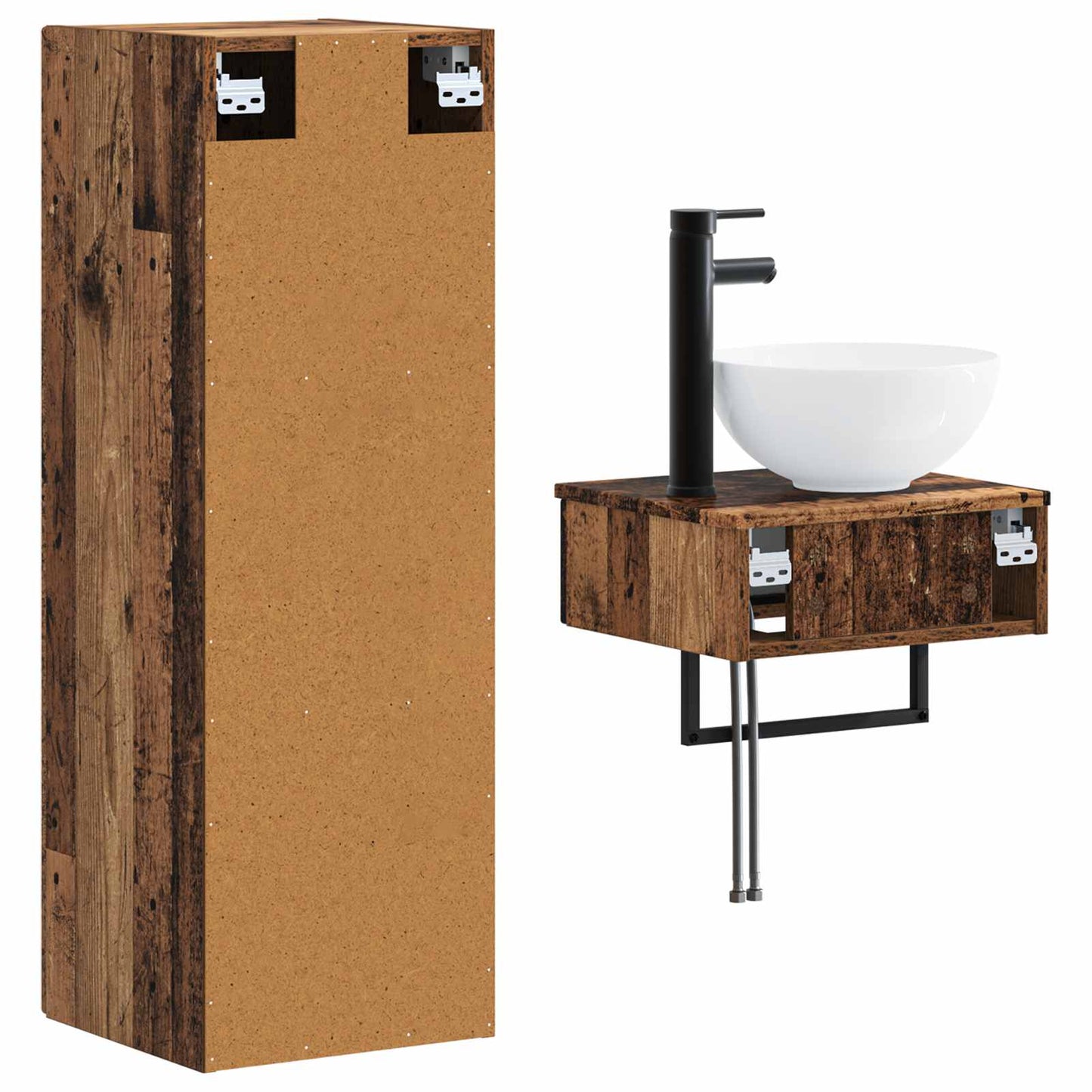 Bathroom Furniture Set 2 pcs Old Wood 33 x 34.5 x 100 cm