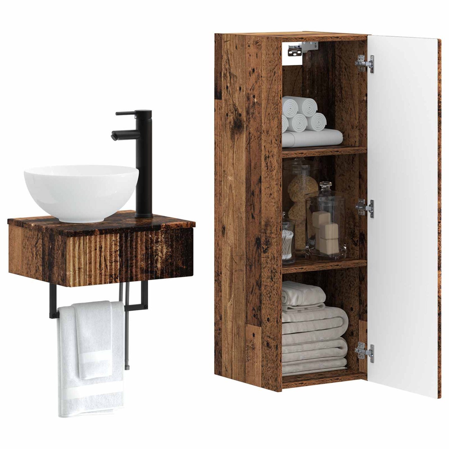 Bathroom Furniture Set 2 pcs Old Wood 33 x 34.5 x 100 cm