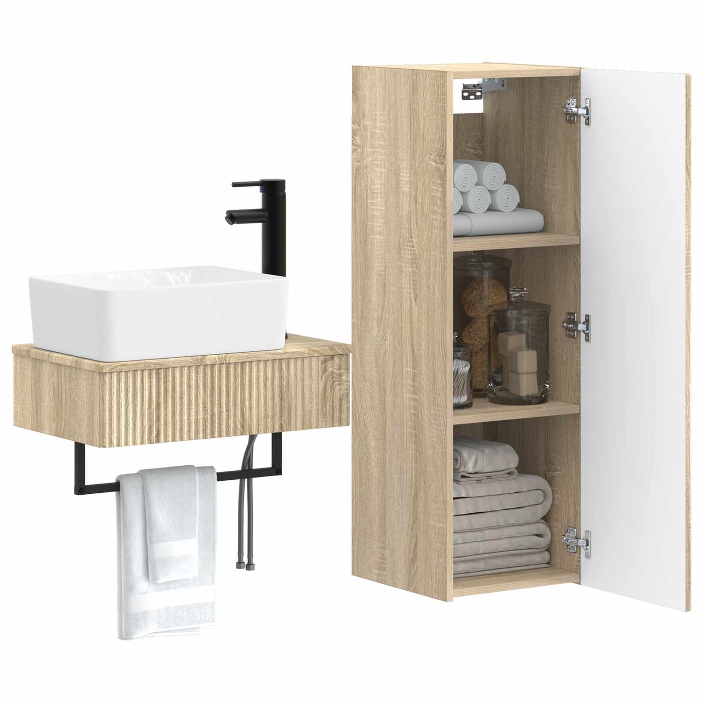 Bathroom Furniture Set 2 pcs Sonoma Oak 33 x 34.5 x 100 cm