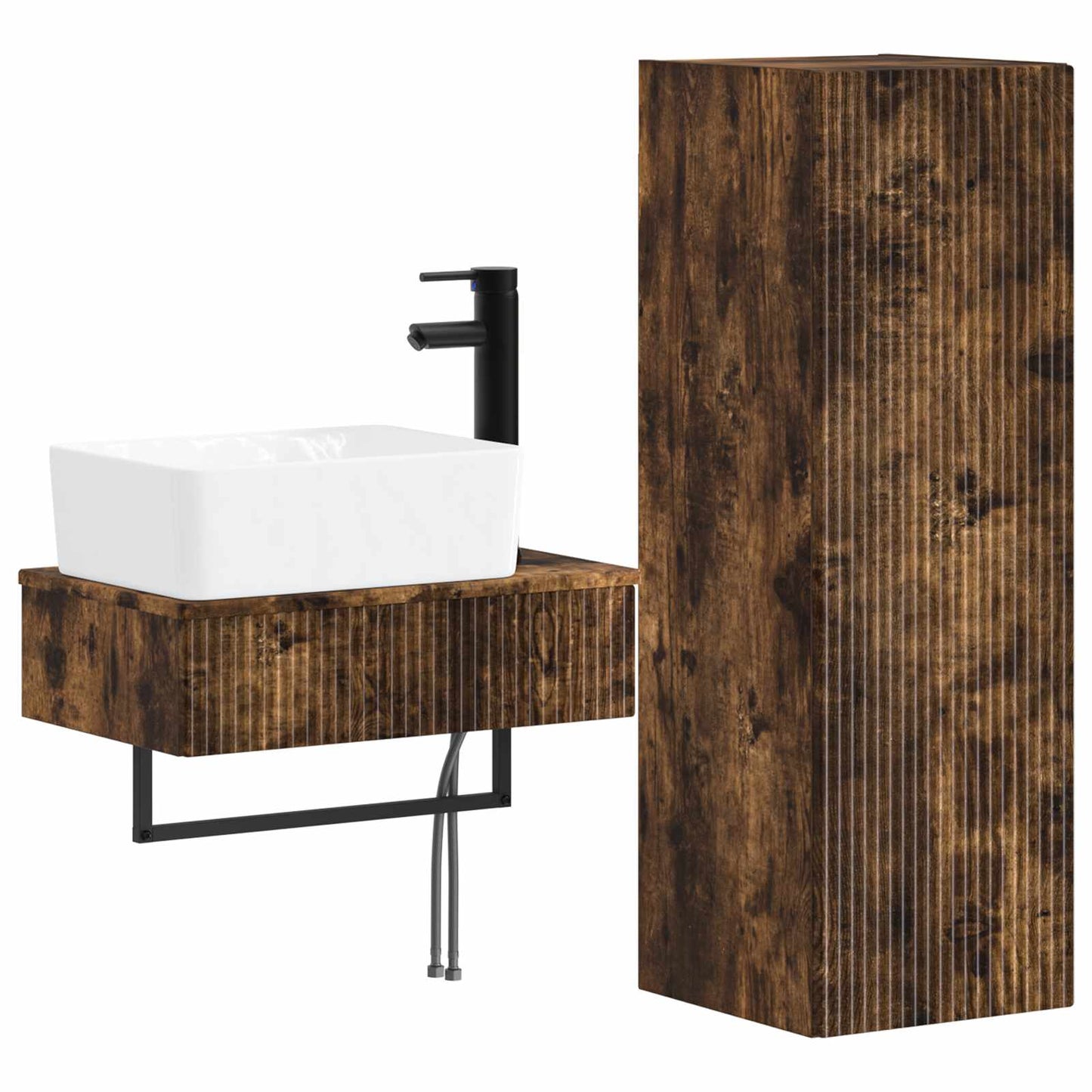 Bathroom Furniture Set 2 pcs Smoked Oak 33 x 34.5 x 100 cm