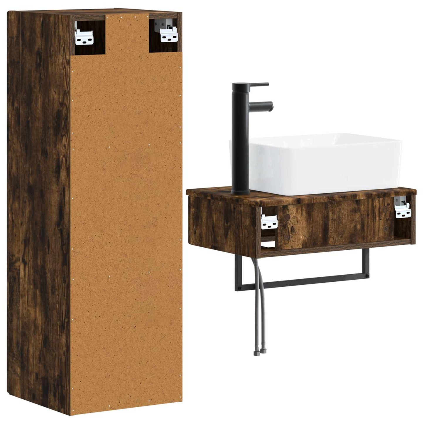 Bathroom Furniture Set 2 pcs Smoked Oak 33 x 34.5 x 100 cm