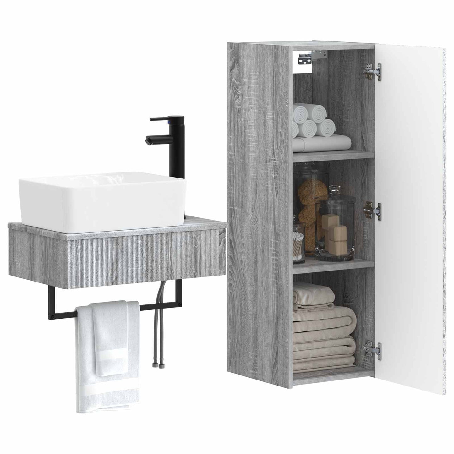 Bathroom Furniture Set 2 pcs Grey Sonoma 33 x 34.5 x 100 cm