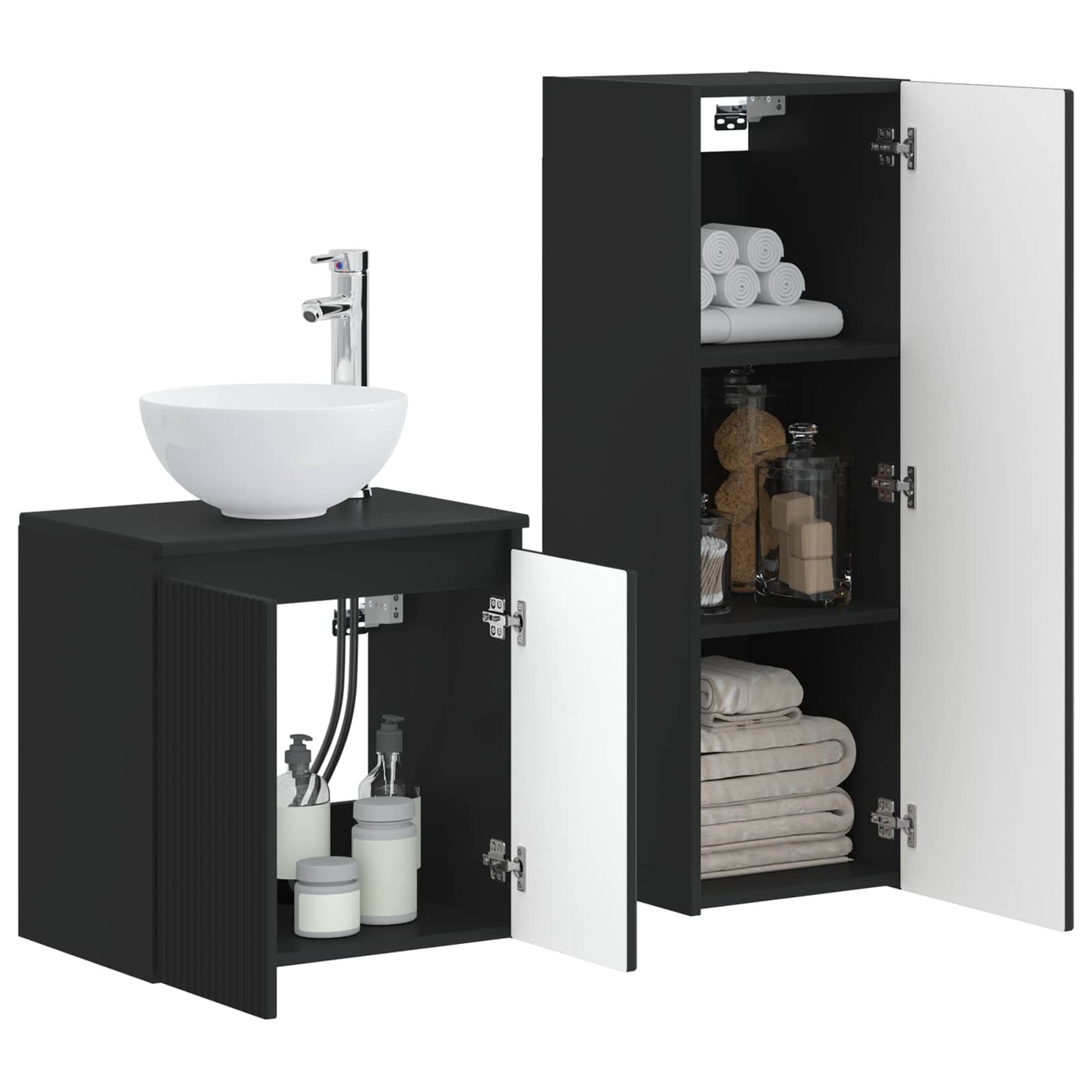 Bathroom Furniture Set 2 pcs Black 33 x 34.5 x 100 cm