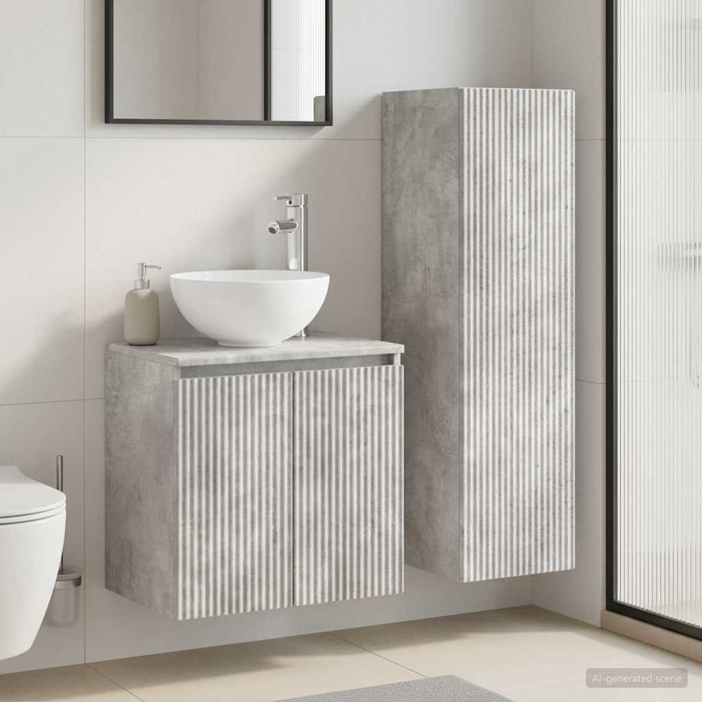 Bathroom Furniture Set 2 pcs Concrete Grey 33 x 34.5 x 100 cm