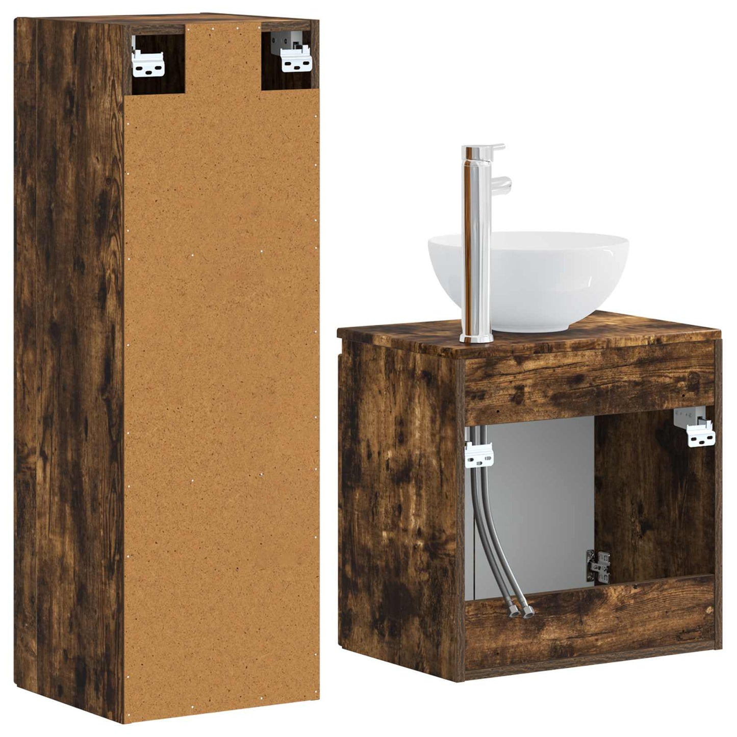 Bathroom Furniture Set 2 pcs Smoked Oak 33 x 34.5 x 100 cm