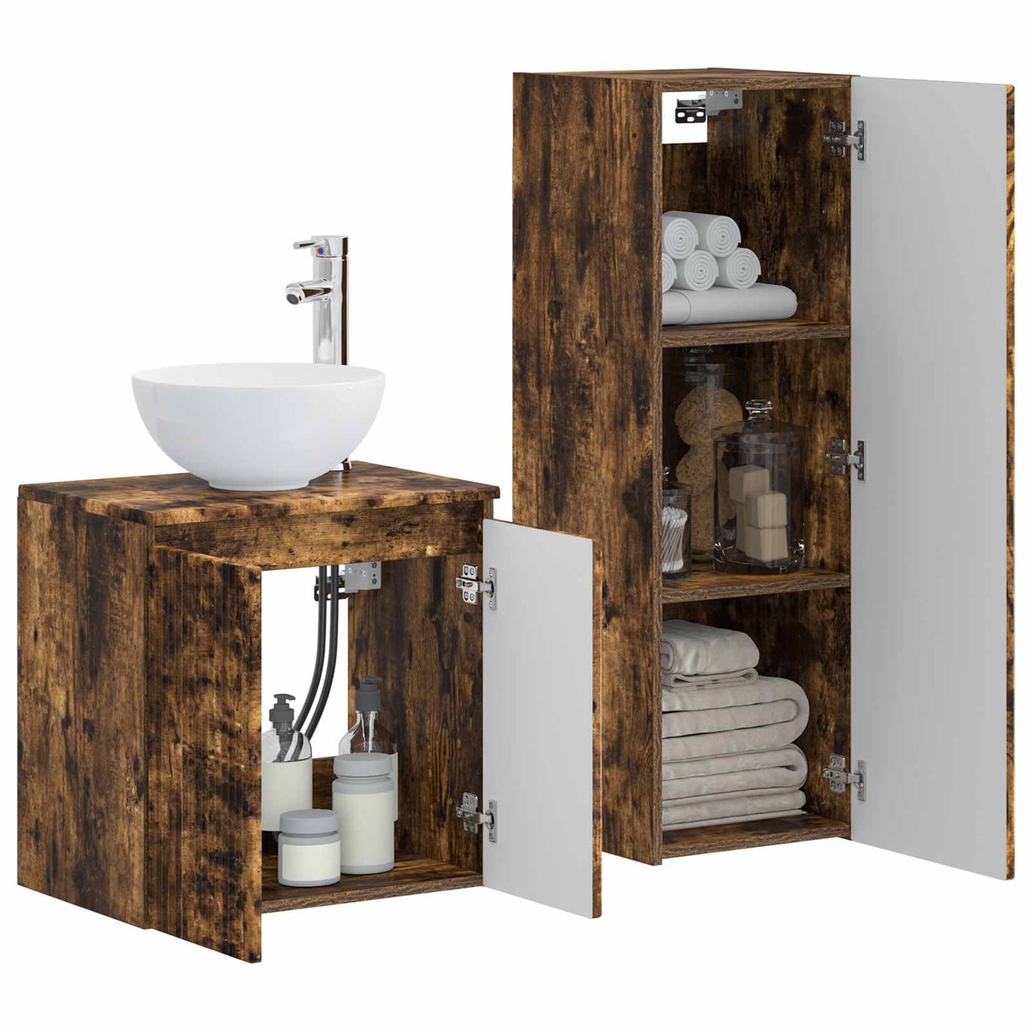 Bathroom Furniture Set 2 pcs Smoked Oak 33 x 34.5 x 100 cm
