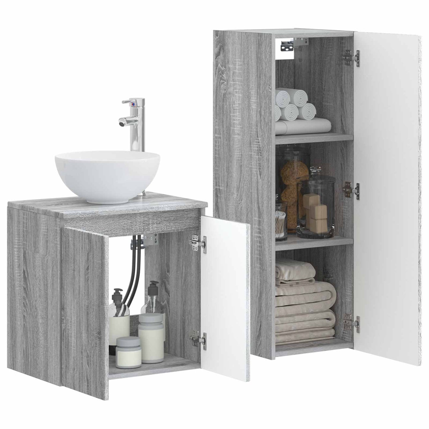 Bathroom Furniture Set 2 pcs Grey Sonoma 33 x 34.5 x 100 cm