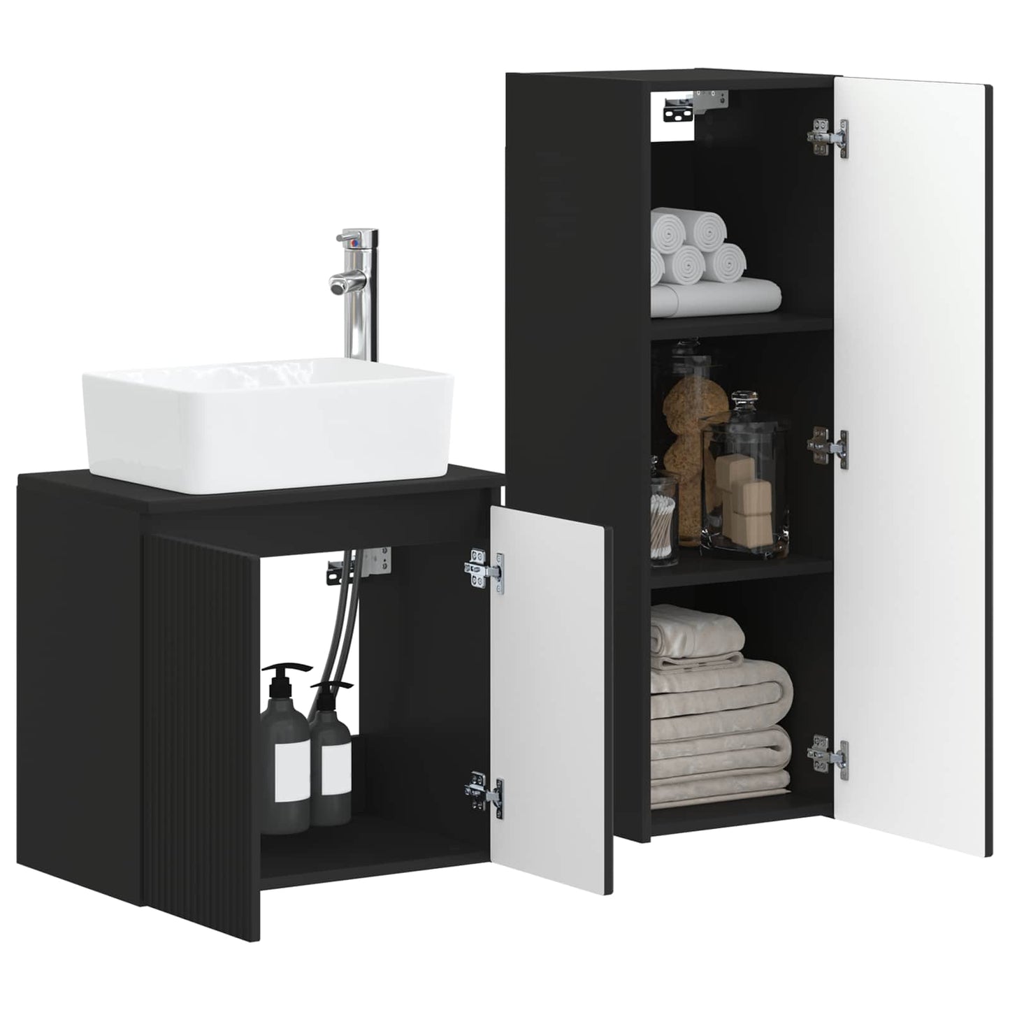Bathroom Furniture Set 2 pcs Black 33 x 34.5 x 100 cm