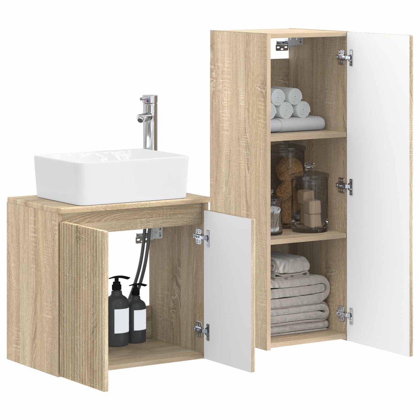 Bathroom Furniture Set 2 pcs Sonoma Oak 33 x 34.5 x 100 cm