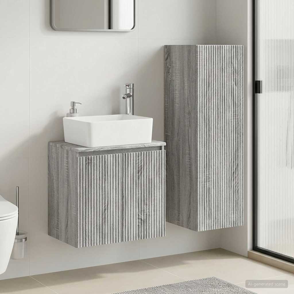Bathroom Furniture Set 2 pcs Grey Sonoma 33 x 34.5 x 100 cm