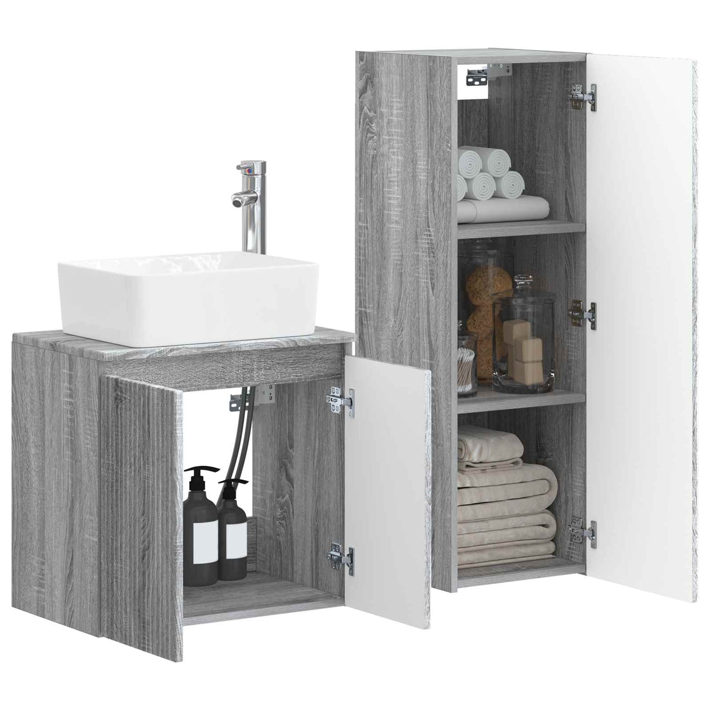 Bathroom Furniture Set 2 pcs Grey Sonoma 33 x 34.5 x 100 cm