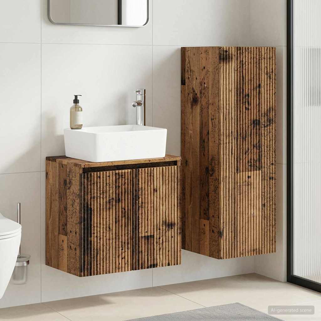 Bathroom Furniture Set 2 pcs Old Wood 33 x 34.5 x 100 cm