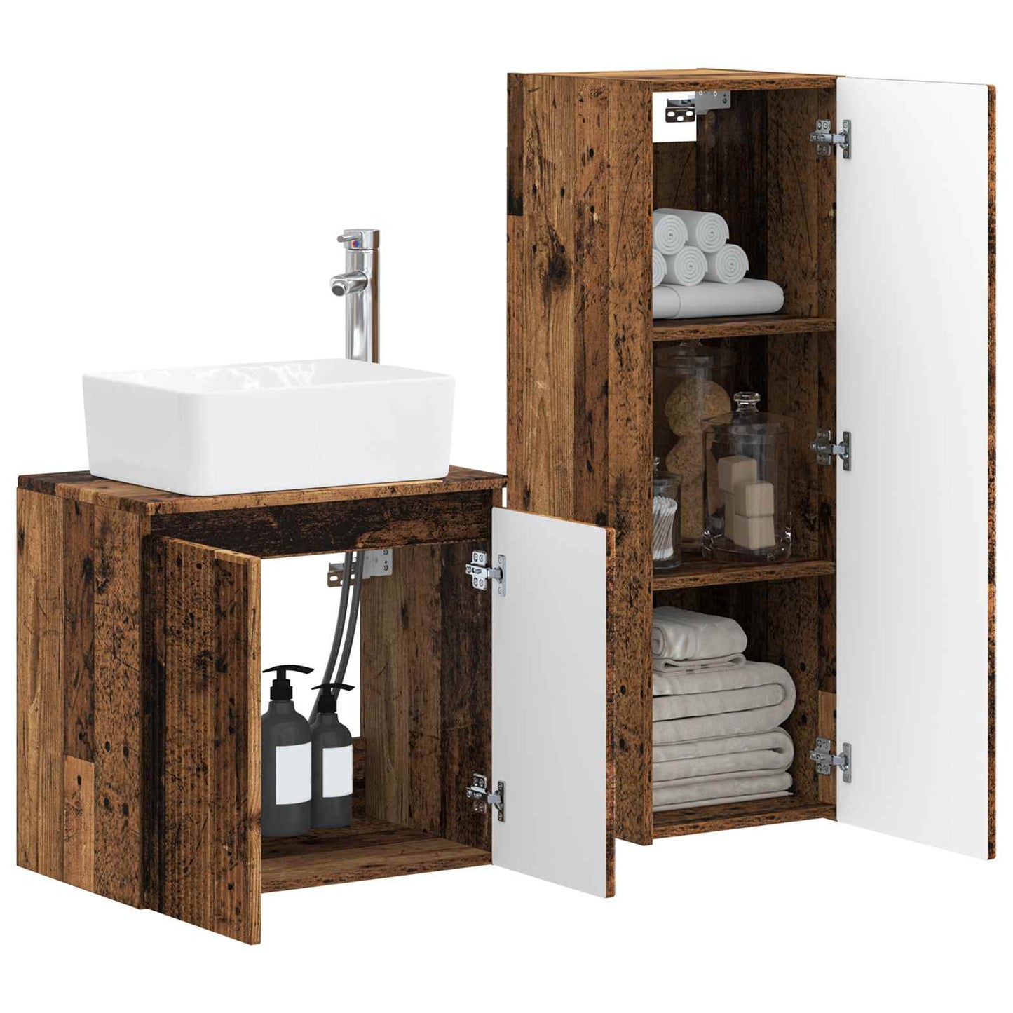 Bathroom Furniture Set 2 pcs Old Wood 33 x 34.5 x 100 cm