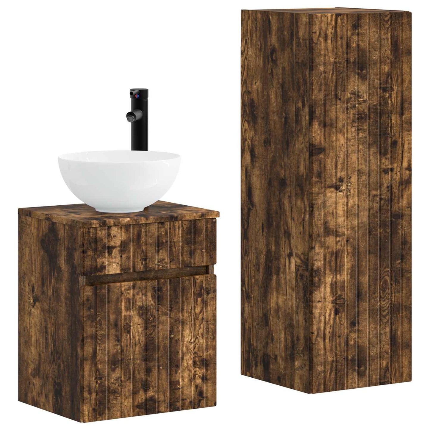 Bathroom Furniture Set 2 pcs Smoked Oak 33 x 34.5 x 100 cm