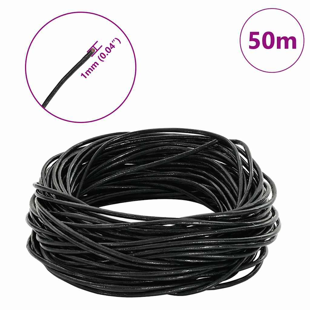 Leather Cord Black Ø1 mm x 50 m Leather