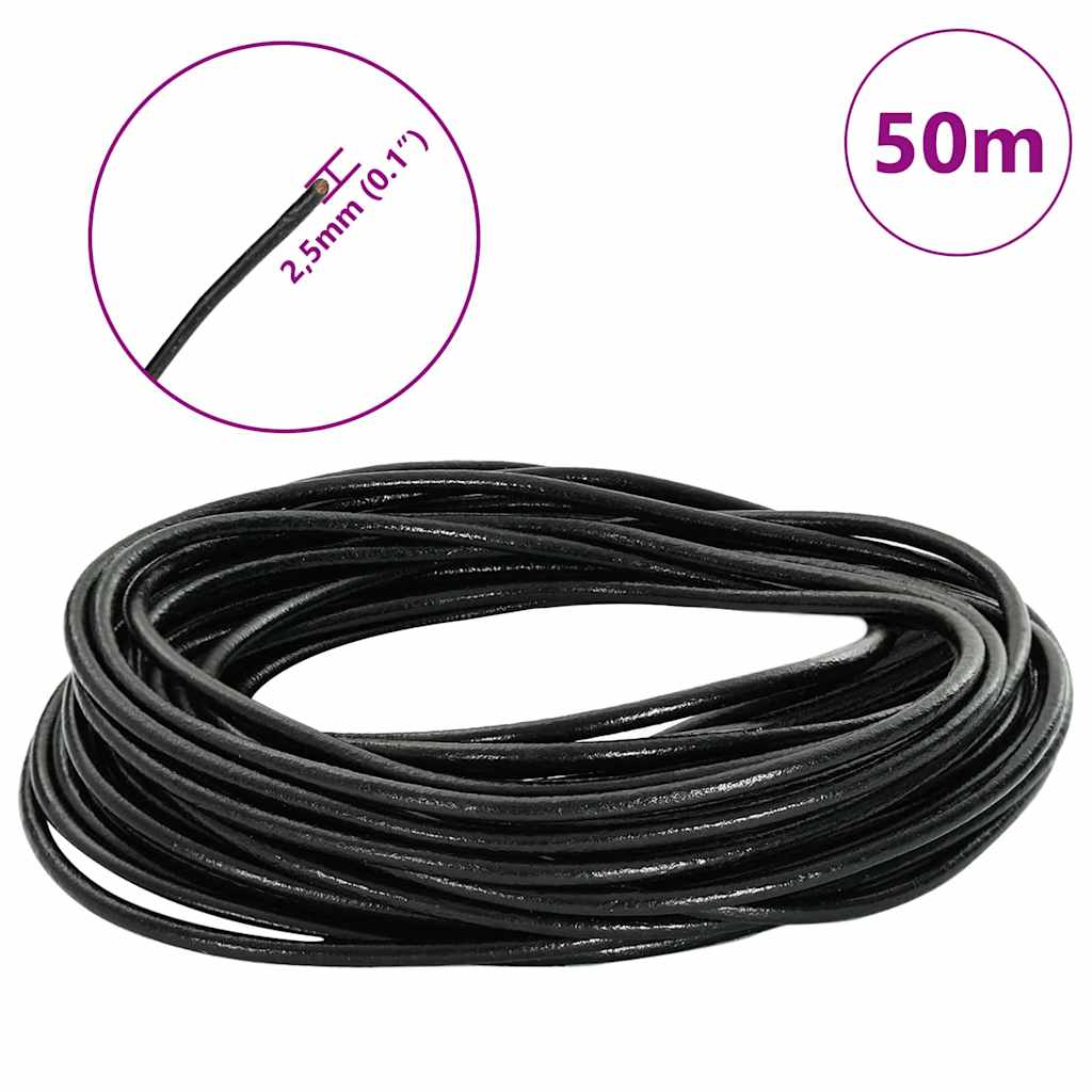 Leather Cord Black Ø2.5 mm x 50 m Leather