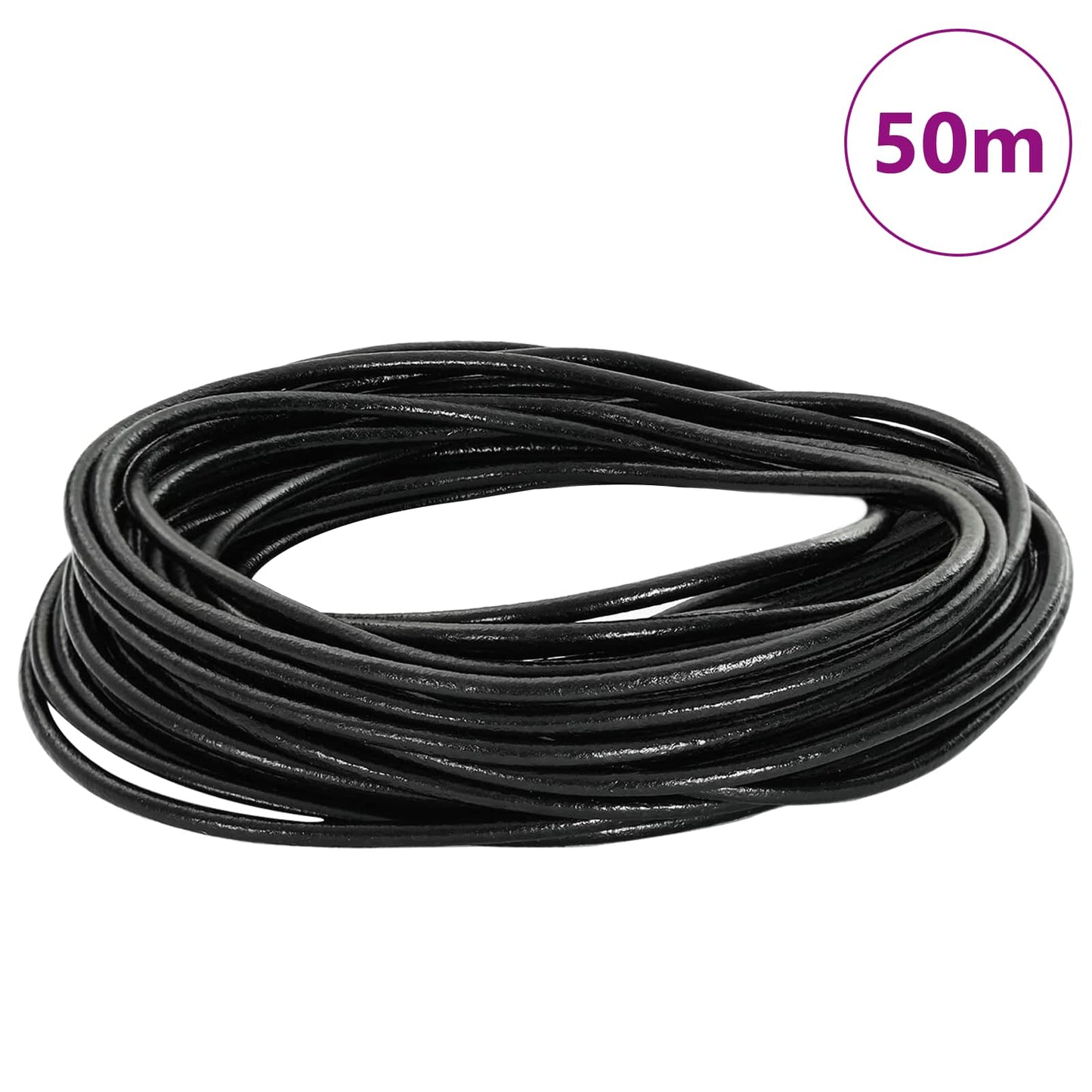 Leather Cord Black Ø2.5 mm x 50 m Leather