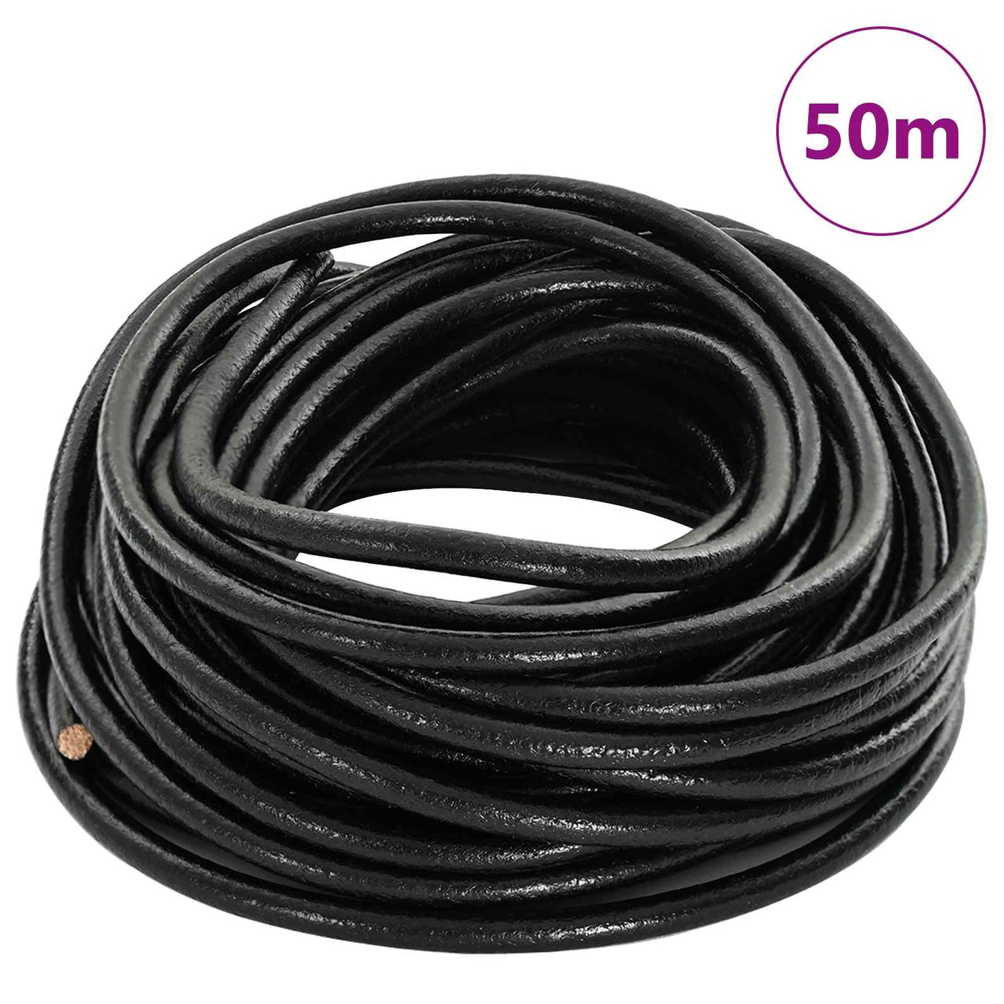 Leather Cord Black Ø4 mm x 50 m Leather