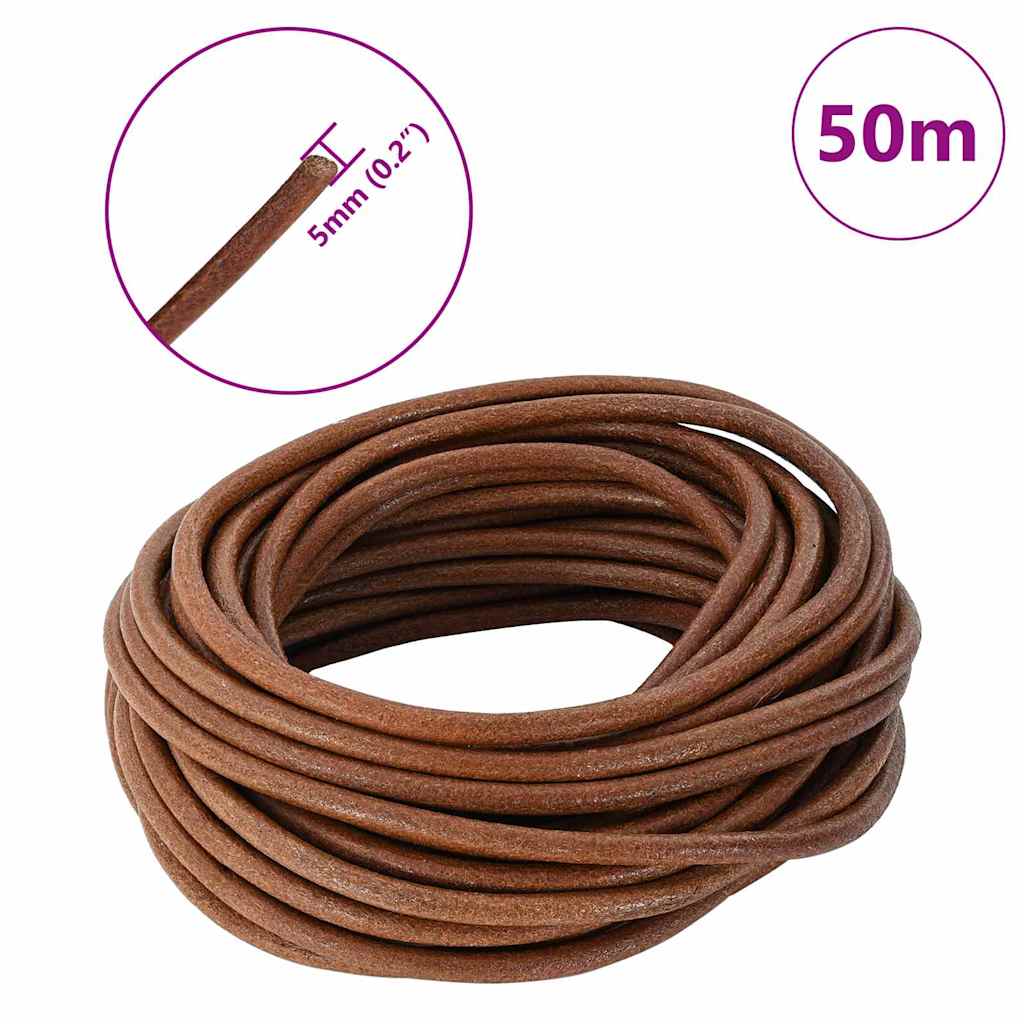 Leather Cord Light Brown Ø5 mm x 50 m Leather