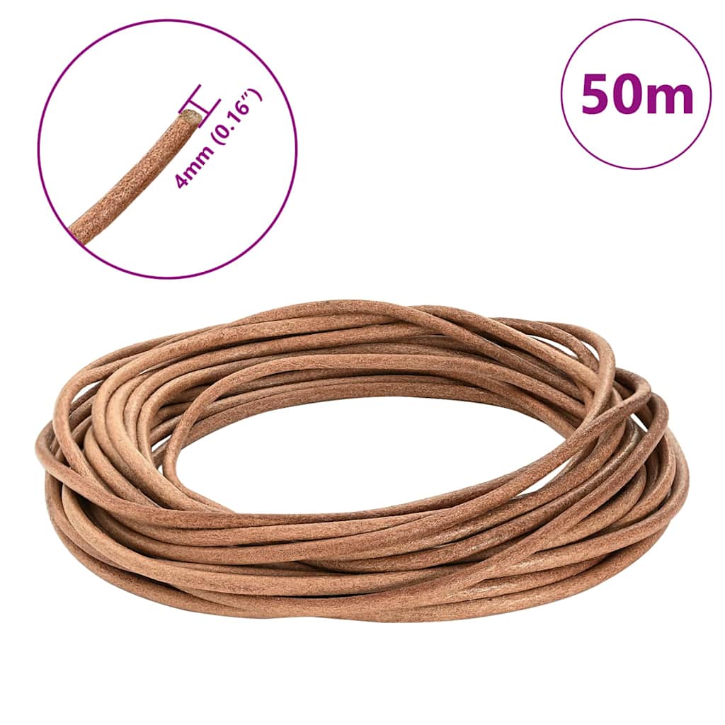 Leather Cord Brown Ø4 mm x 50 m Leather