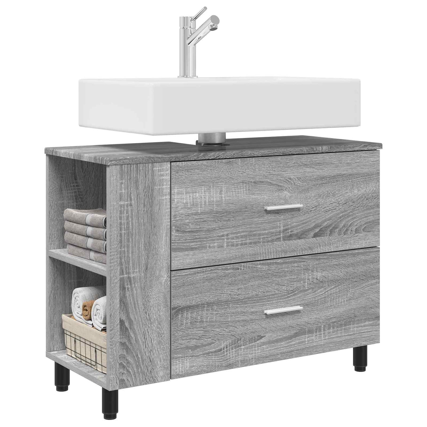 Bathroom Vanity Unit Grey Sonoma 80 x 35 x 60 cm