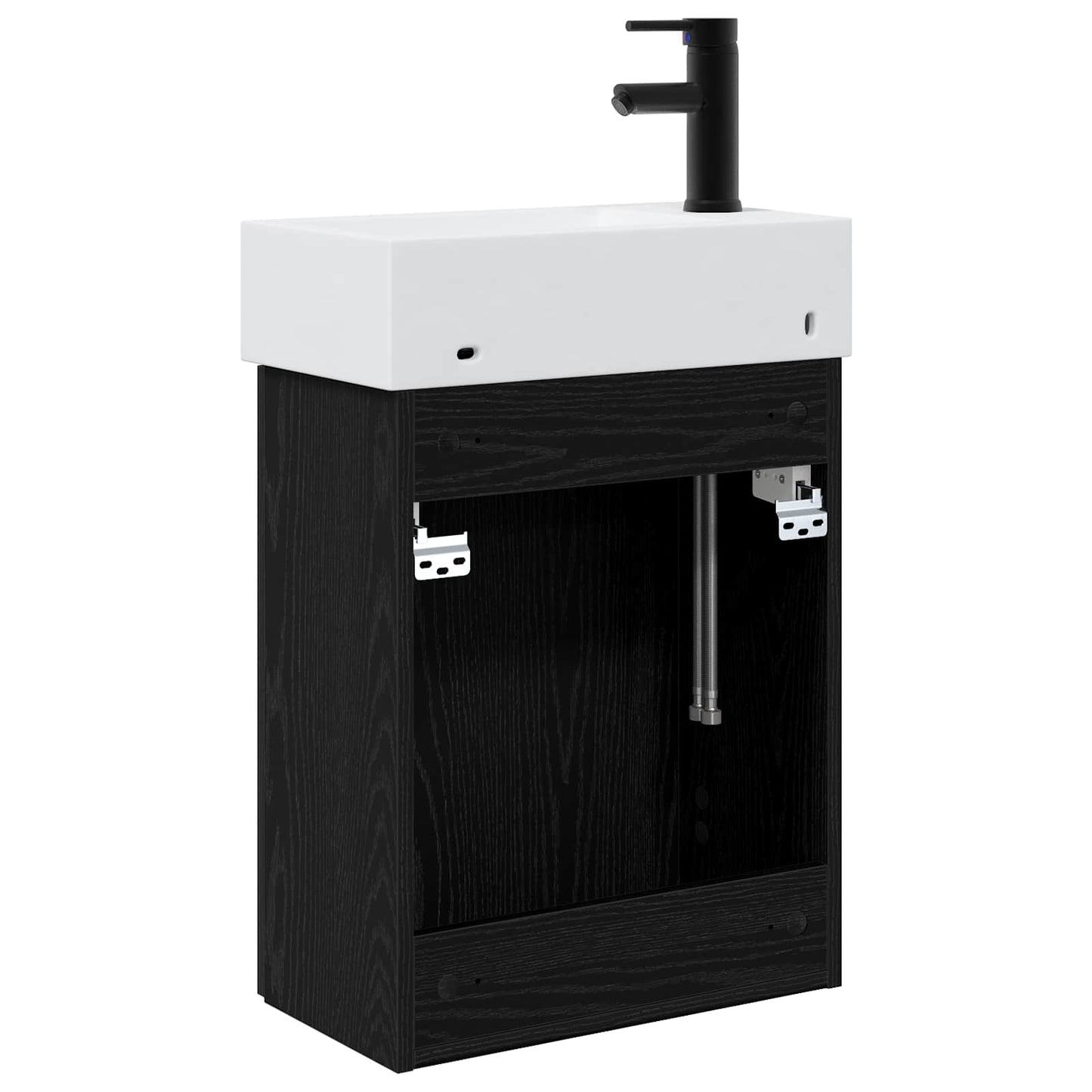 Bathroom Vanity Unit with Tap Black Oak 45.5 x 22.5 x 84 cm
