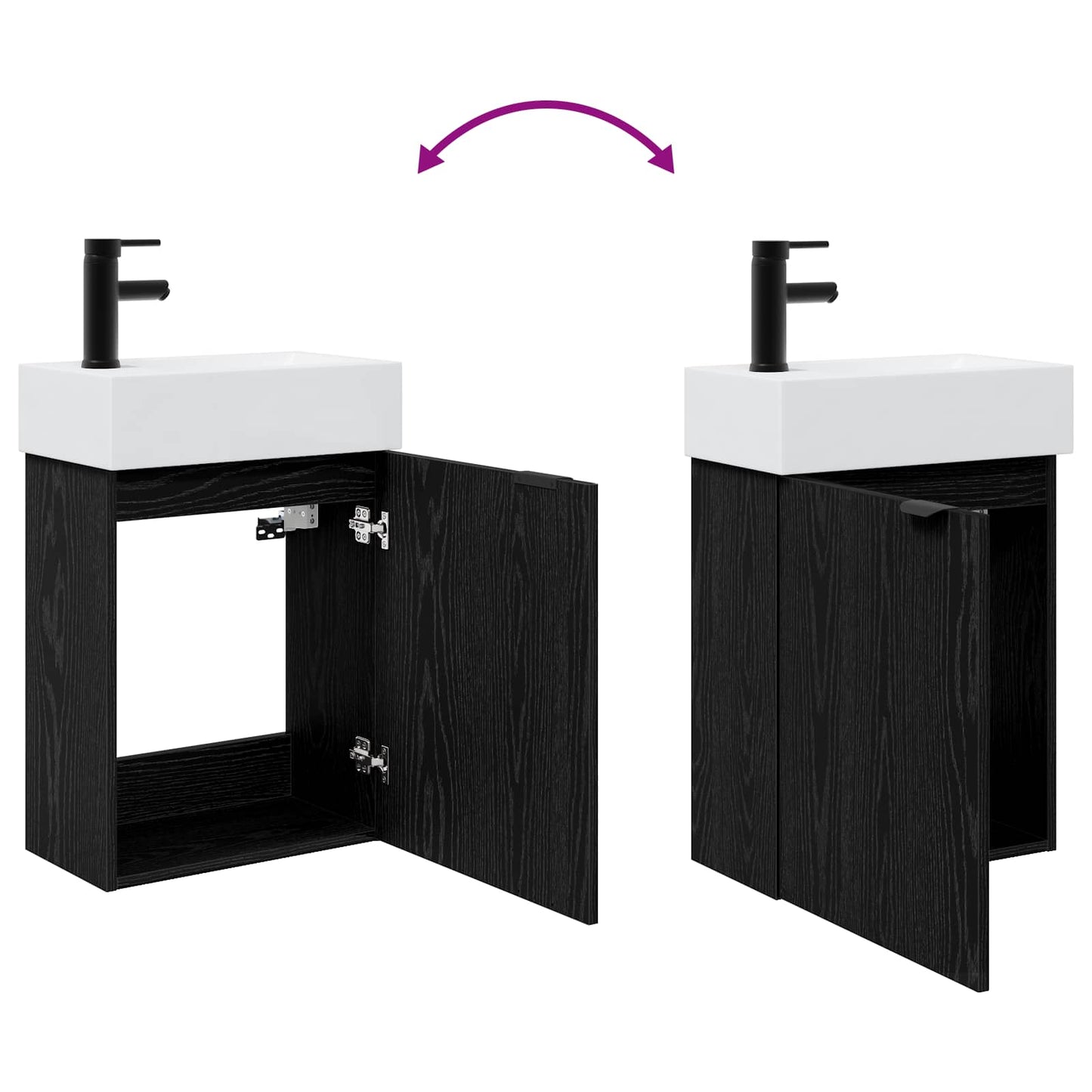Bathroom Vanity Unit with Tap Black Oak 45.5 x 22.5 x 84 cm
